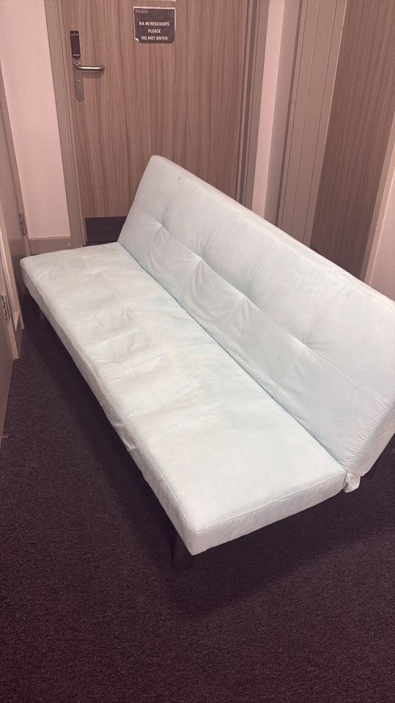 Light Blue Fabric Sofa Bed – Good Condition