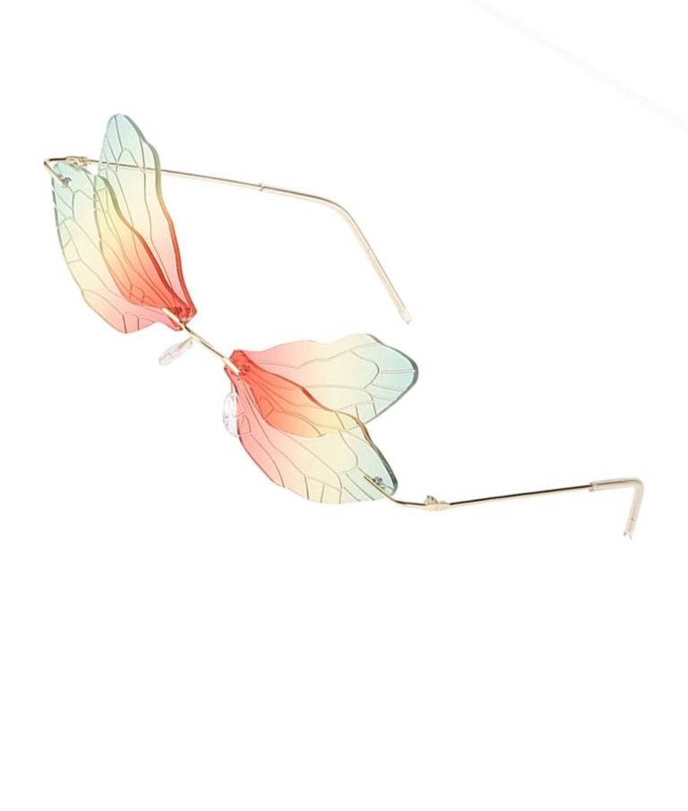 Rimless Butterfly Sunglasses - Gradient Multicoloured Lens, New
