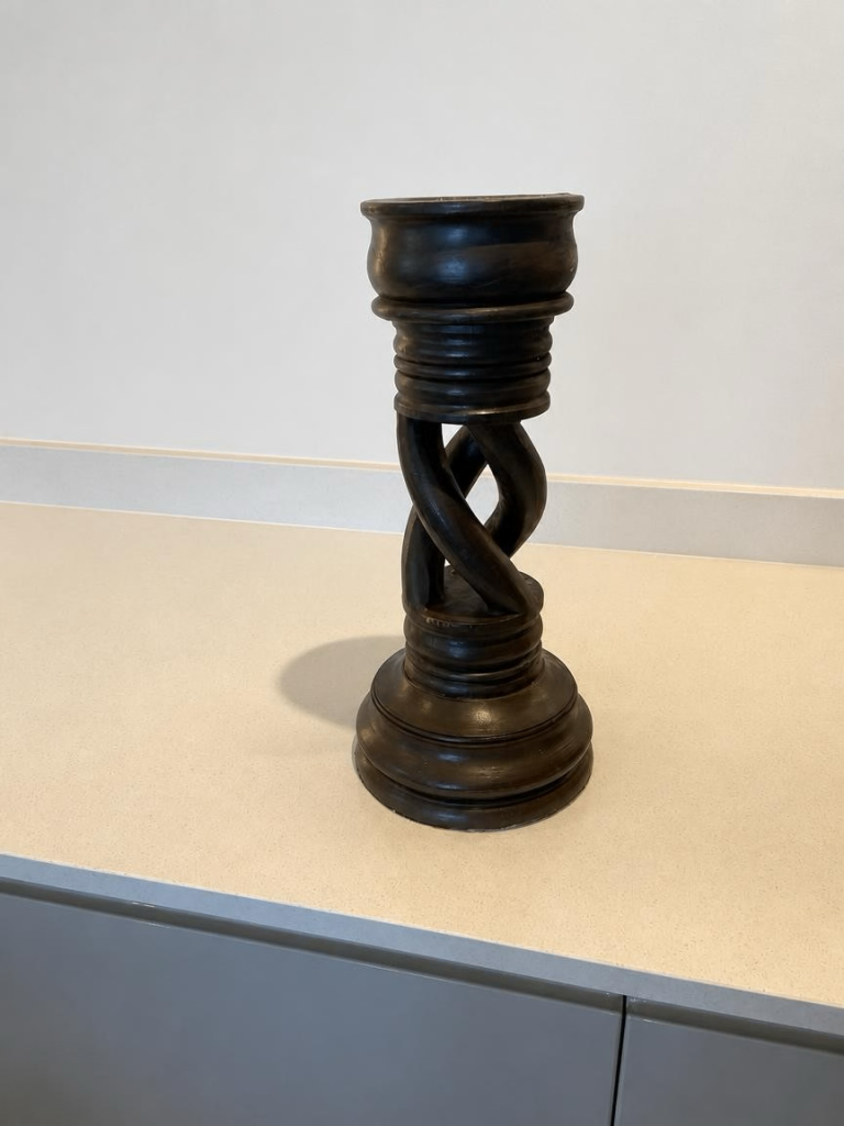 Dark Brown Wooden Carved Decorative Piece – Good Condition