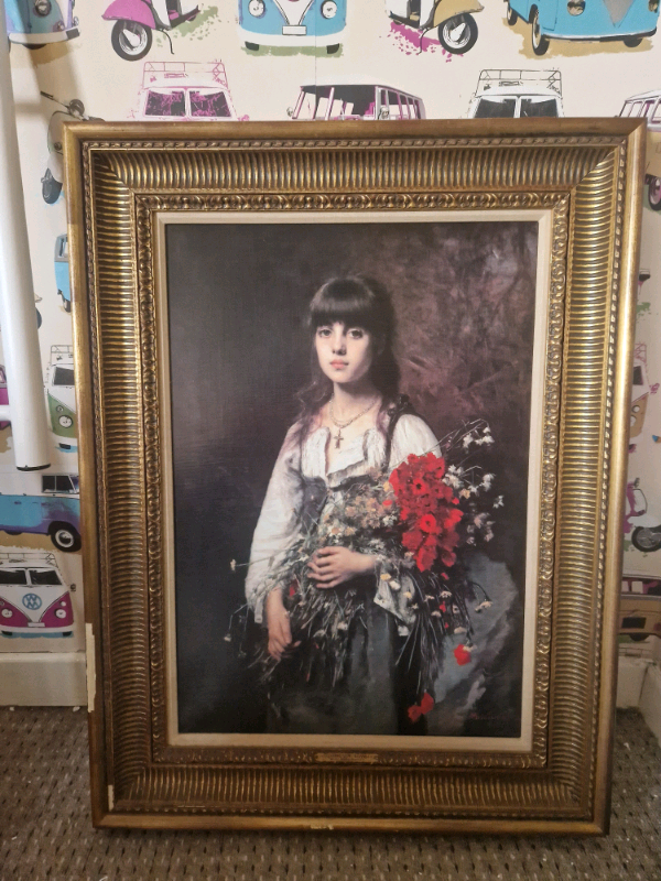Flower Girl By A.A Harlamoff print, Roy Edwards Fine Arts LTD frame
