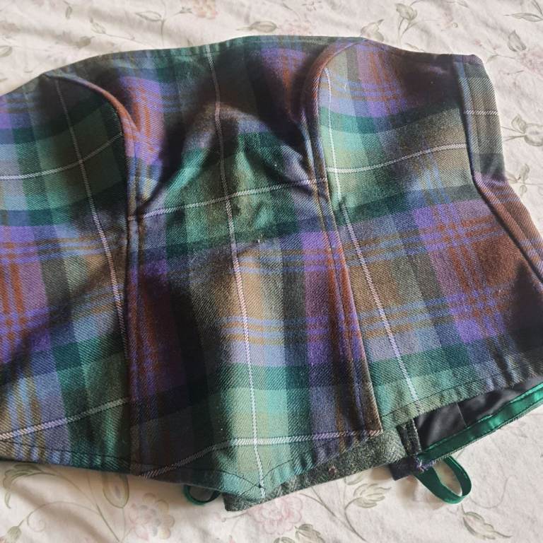 Tartan Plaid Corset Top and Shrug Set – Multicoloured, Good Condition