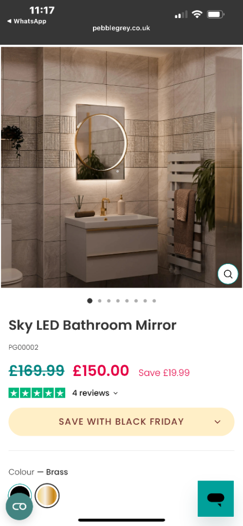 Sky LED Bathroom Mirror - Brass 