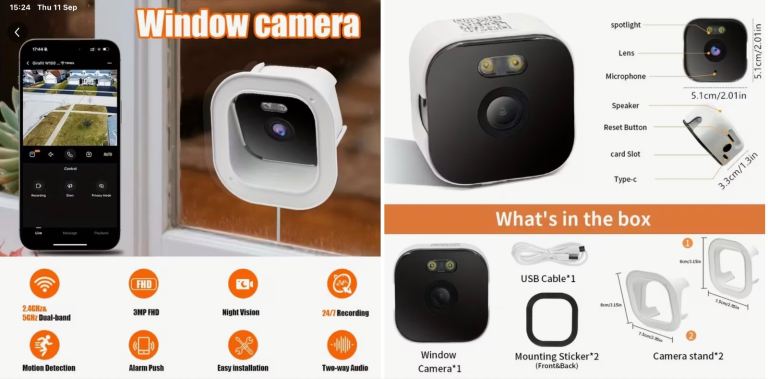 3 MEGAPIXEL WINDOW CAMERA NO GLARE OFF GLASS