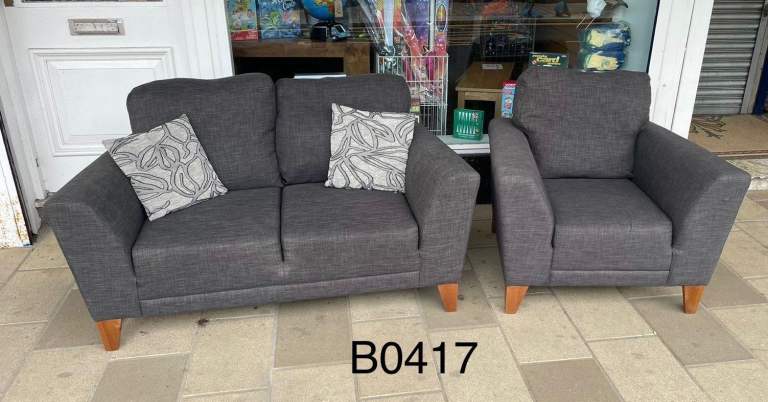 Next Charcoal Grey 2 Seater Sofa & Chair  