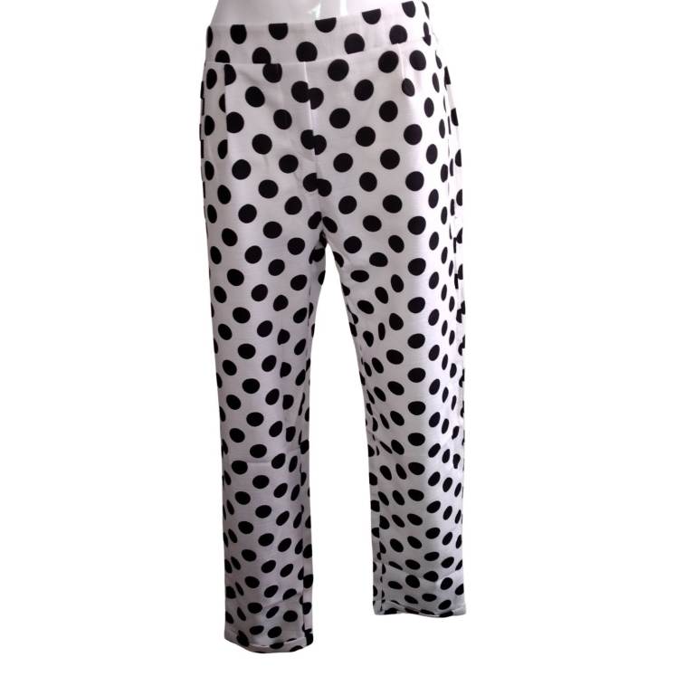 REAL FORM LONDON NEW WOMENS White & Black Polka Dot Trousers LADIES SUMMER PANTS