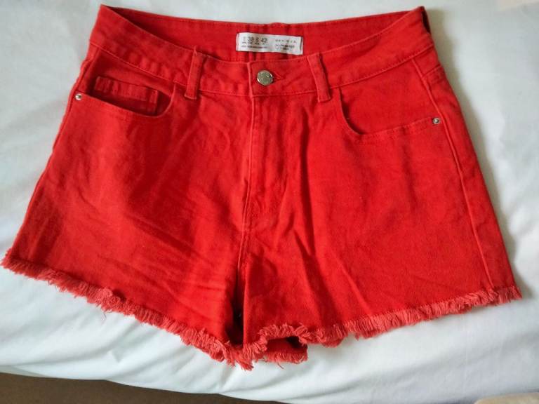 Womens Red Denim Shorts 