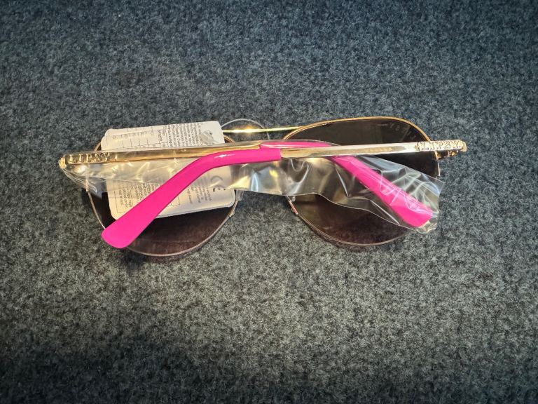 Lipsy London Aviator style metal sunglasses pink gold designer Cat 3 UV400