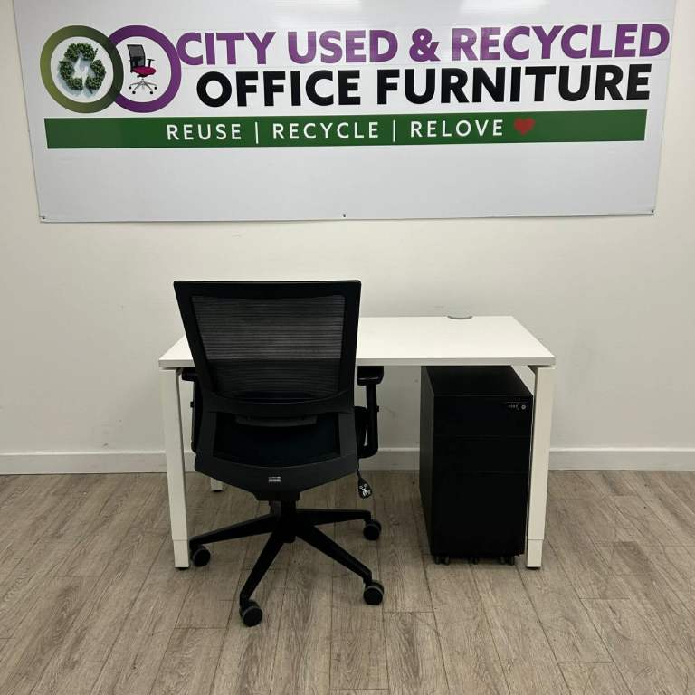 (SPECIAL OFFER) Haworth Height Adjustable Modular Desk, White, W1200mm x D600mm