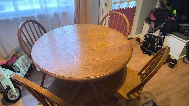 Wooden dining table and 4 chairs