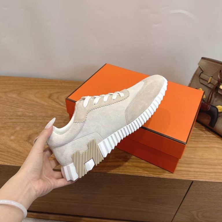 Hermes Suede Trainers – Beige, Brand New in Box