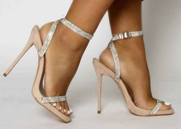 Laurel Nude Clear Diamante Square Toe Heels