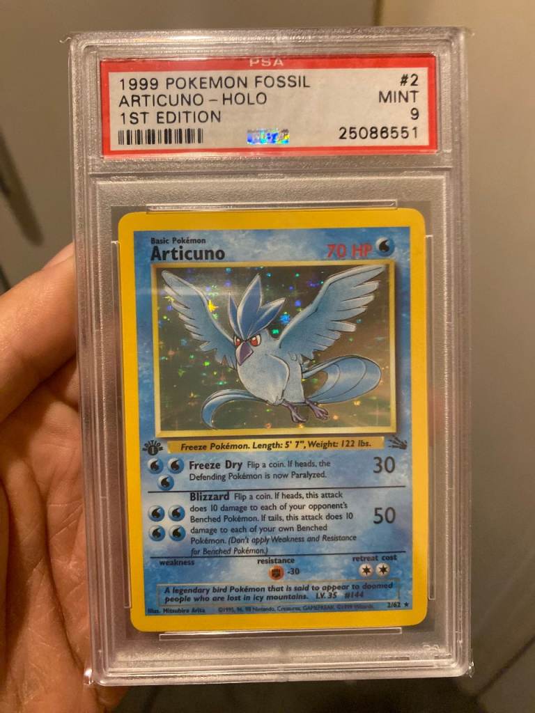 psa 9 1st edition articuno fossil holo pokemon card