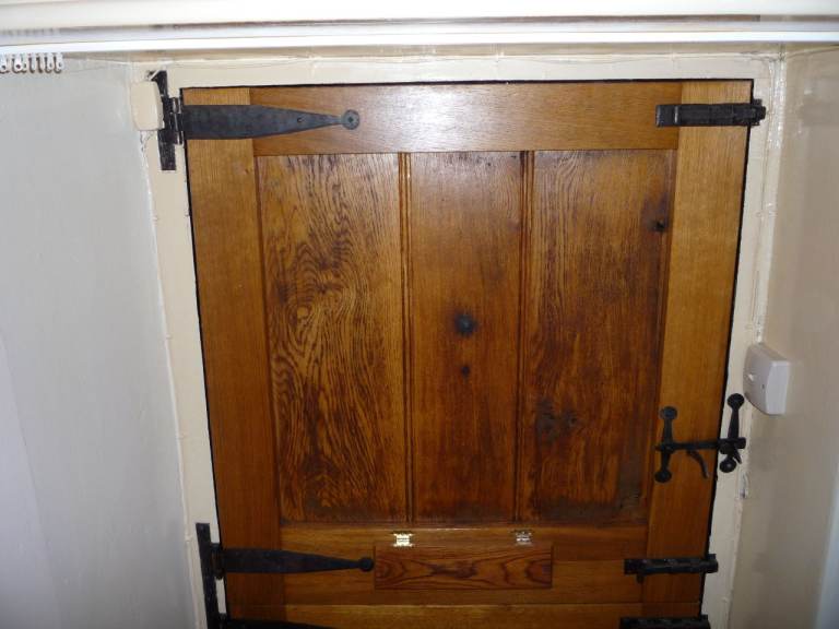 Solid Oak panelled front door. Joiner made stable door including blacksmith made door furniture