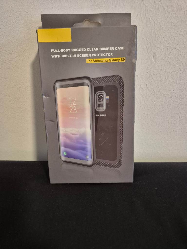 Rugged clear bumper case with built-in screen protector for samsung galaxy S9 – new