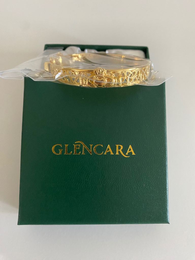 Glencara 14k Gold coated Solid Silver Claddagh Celtic Knot Bracelet