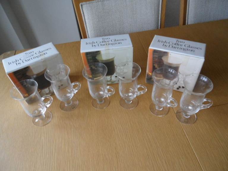 image for Dartington Crystal Irish coffee glasses in original box. (£10 for 2)