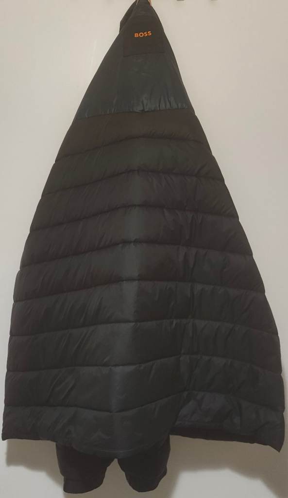 Boss Oden Padded Puffer Quilted Jacket Size UK 56 Black w orange