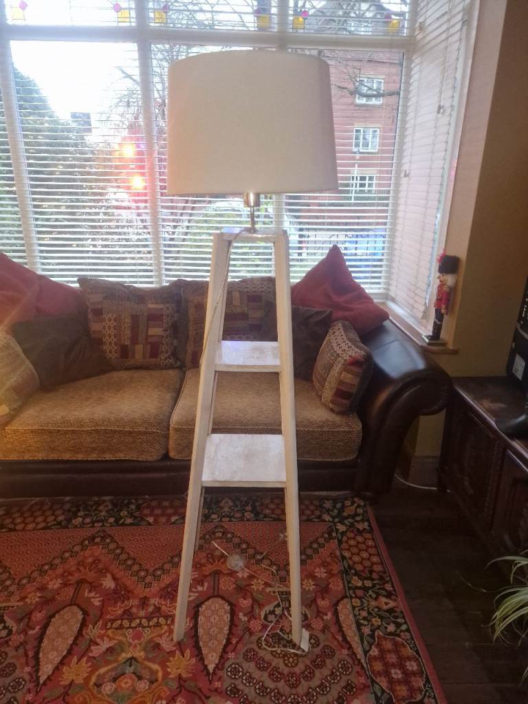 image for Cream Floor Lamp with Shelving VGC 