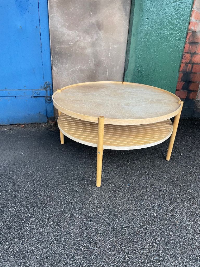 Pine Round Coffee Table in Oak 80x42cm