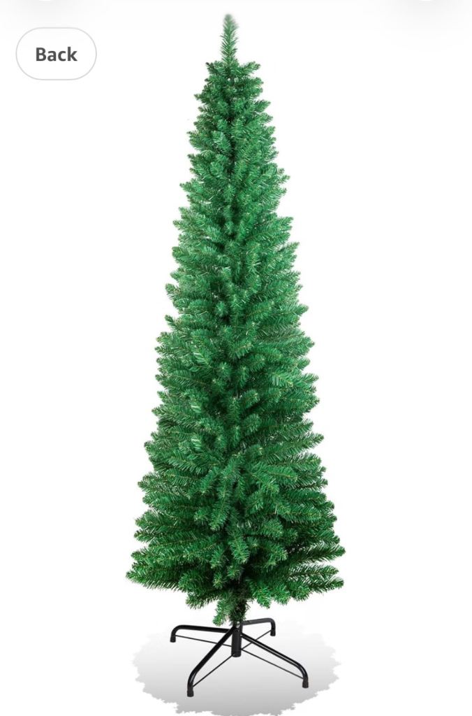 6ft Slim Artificial Christmas Tree with Baubles