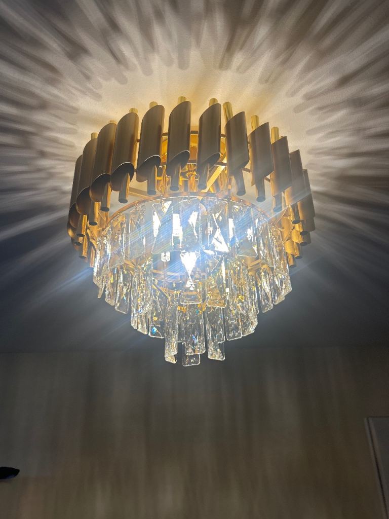 Stylish Gold and Crystal Chandelier Ceiling Light