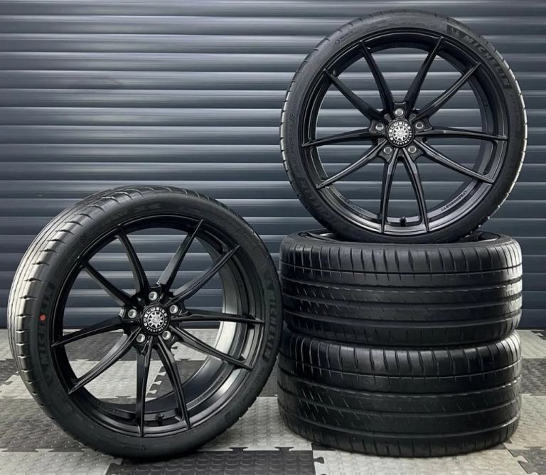4x 20'' EDELWEISS LT5 MATT BLACK 5X114.3 9J ET27 NEW ALLOY WHEELS 235/35 275/30 TYRES