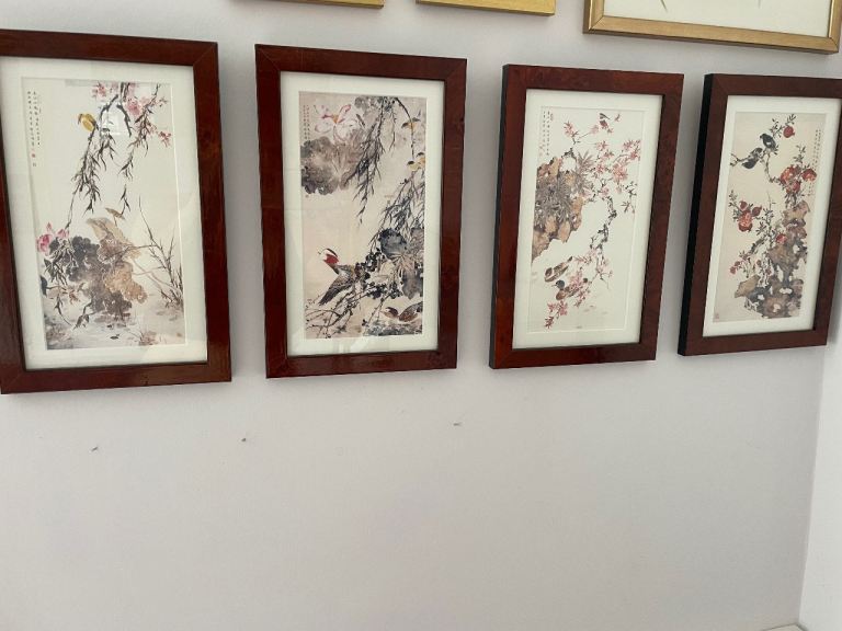 Set of 4 Asian-Inspired Framed Art Prints – Professionally Framed