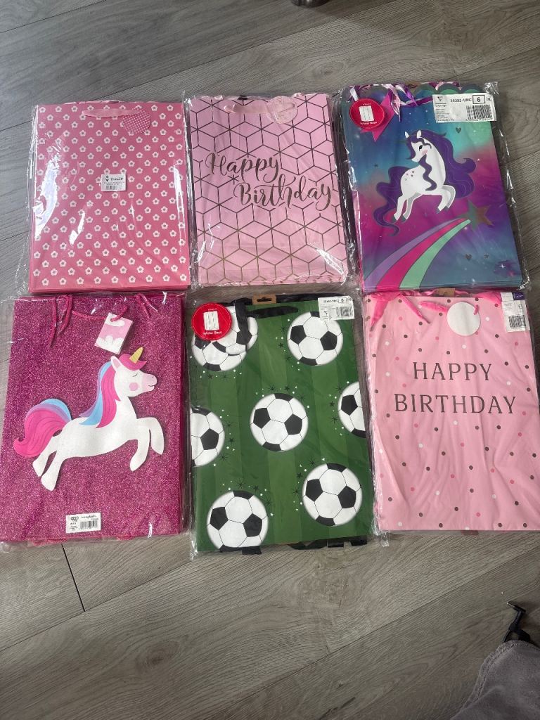New XL Gift Bags Different designs-Multicoloured, Wider Base
