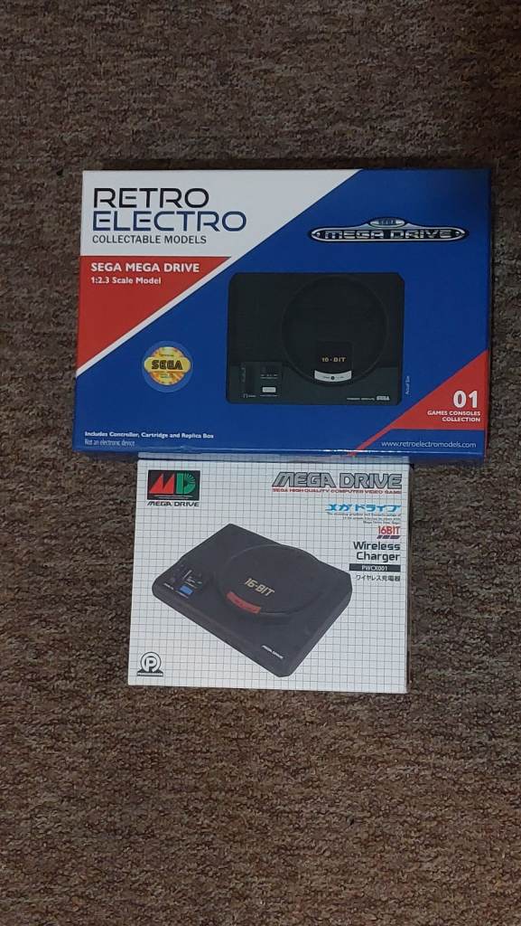 Sega megadrive scale model and megadrive charger  collectable rare