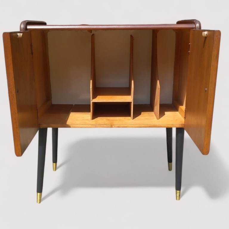 Mid Century Record Cabinet, 1950s Vintage, Atomic Dansette Legs