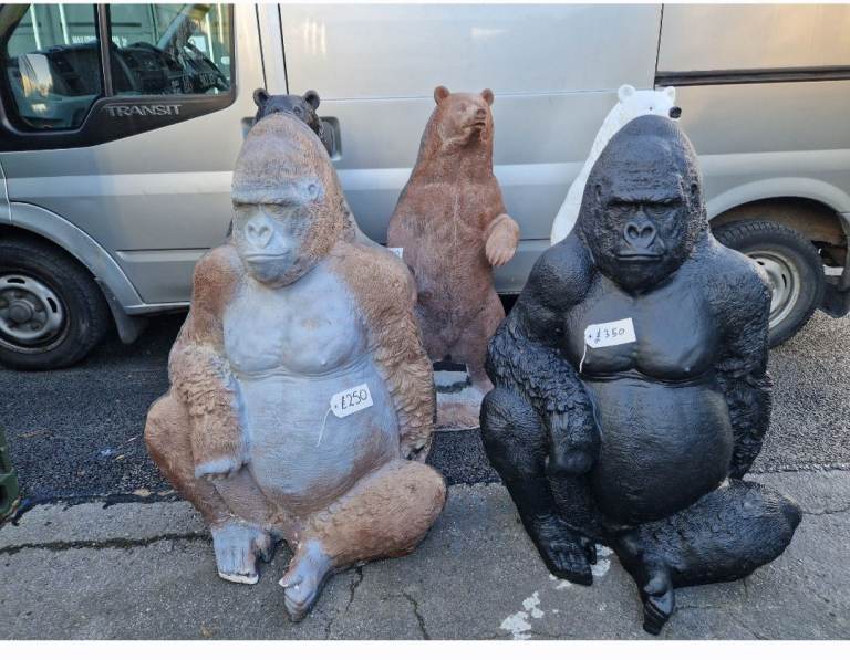 Fibreglass gorilla garden statues