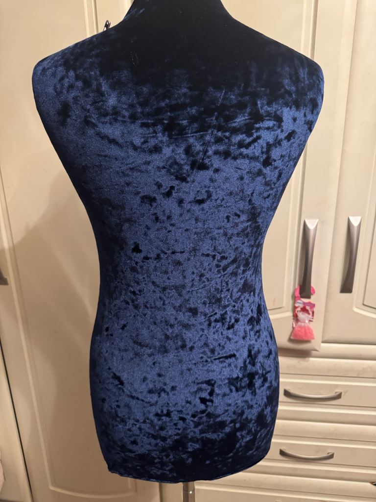 Blue Velvet Mannequin Dress Form with Adjustable Stand