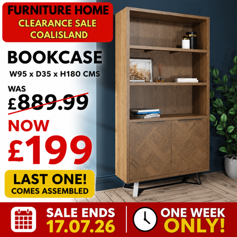 New Wooden Bookcase with Storage - W95 x D35 x H180 CMS