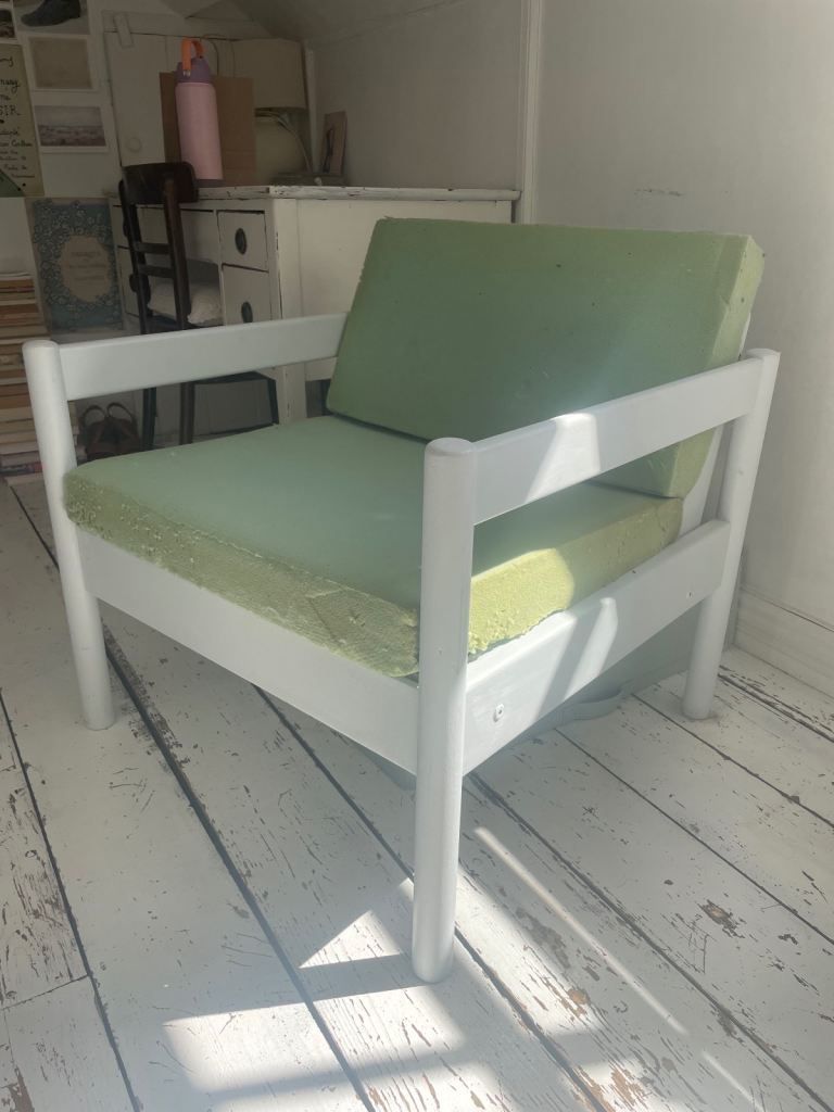 Vintage wooden painted armchair