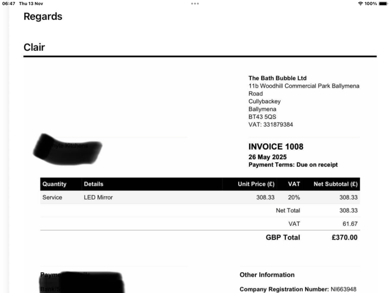 New boxed gunmetal bathroom mirror 