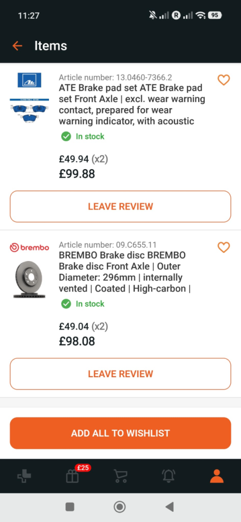 Brand New Brembo Front Brake Discs & ATE Brake Pads