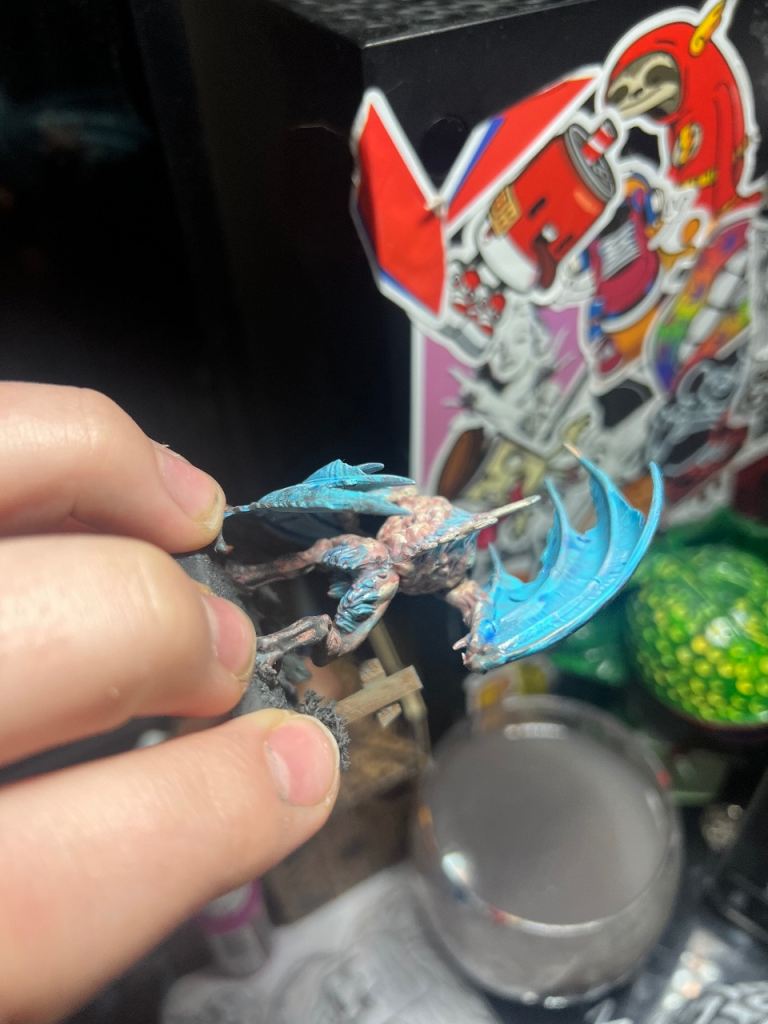 Fantasy Miniature with Blue Wings – Painted, Good Condition