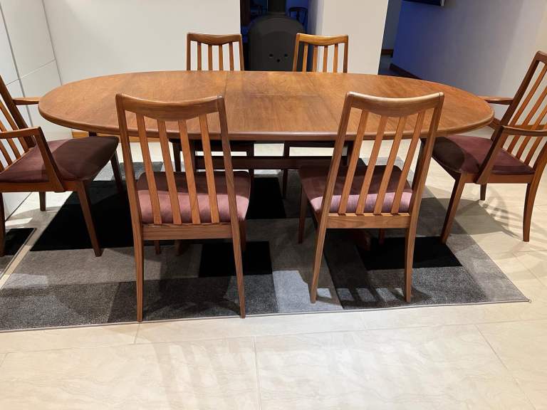 image for G Plan dining table and 6 carver chairs