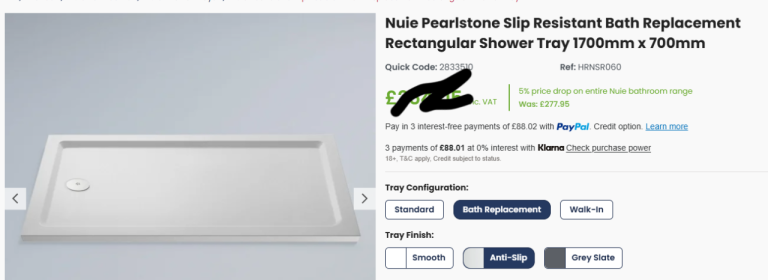 2 x New Shower Trays, 1700 x 700mm, (1 has slight damage)