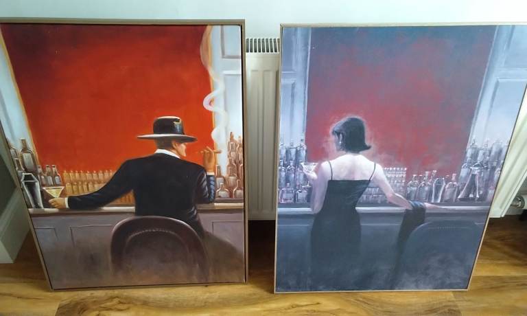 Jack Vettriano painting: 'Cigar bar' and print of 'Evening Lounge'