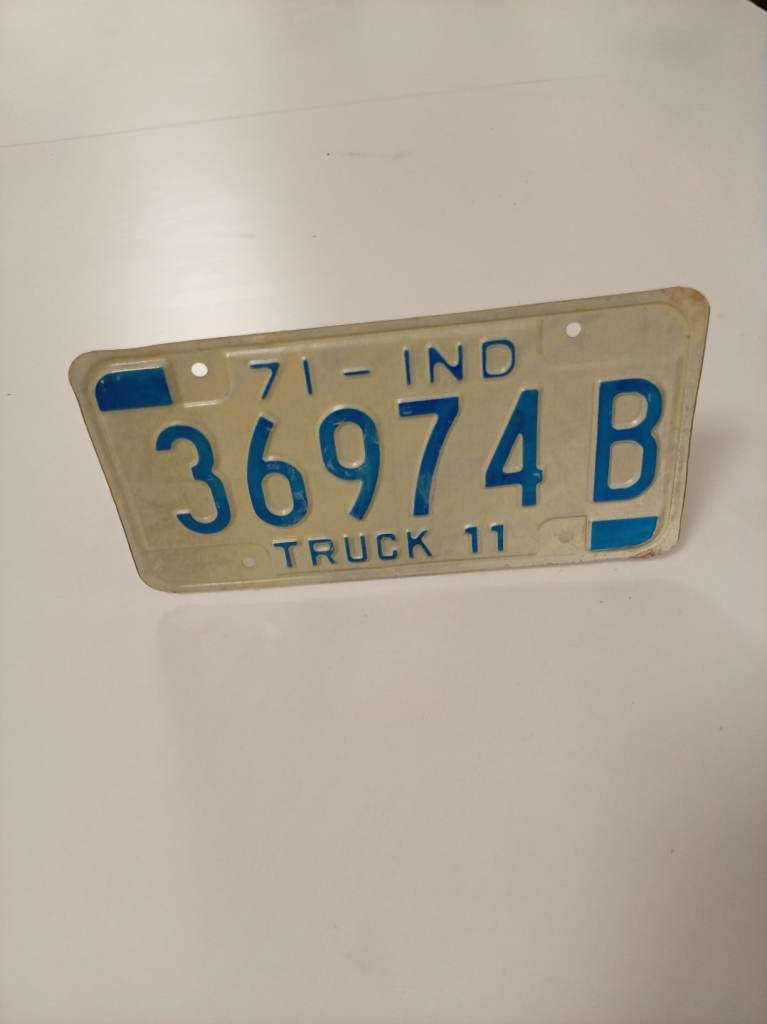 Vintage Indiana 1971 Truck License Plate 36974B Classic USA Americana