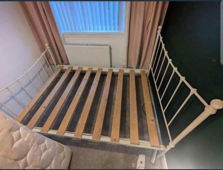 Cream double bed frame 