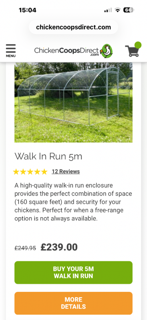 Walk in chicken run still in box