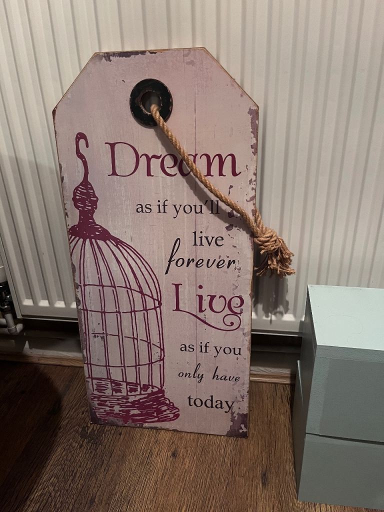 Wooden Wall Art Plaque - 'Dream Live' Quote