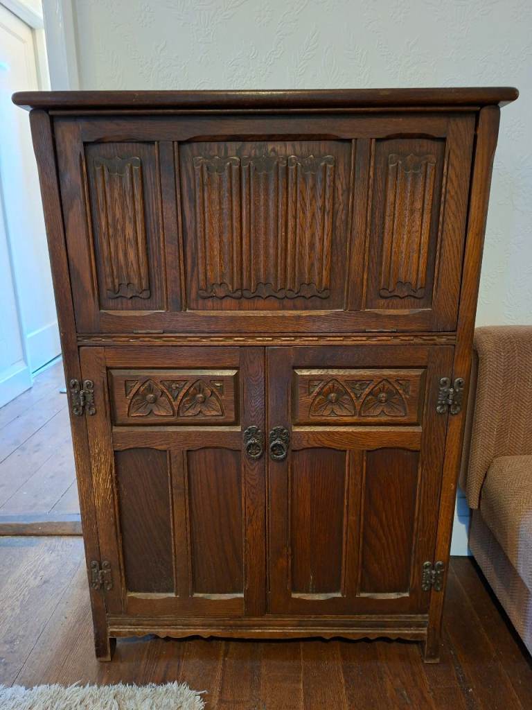 Old Charm Wood Bros Solid Wood Bureau Desk - Leather Writing Surface