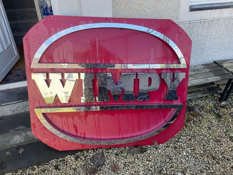Vintage Original Wimpy Restaurant Shopfront Sign – Retro Advertising Memorabilia