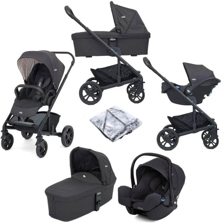 Joie Chrome Dlx Travel System Pushchair Pram Car Seat - Includes Rain Covers
