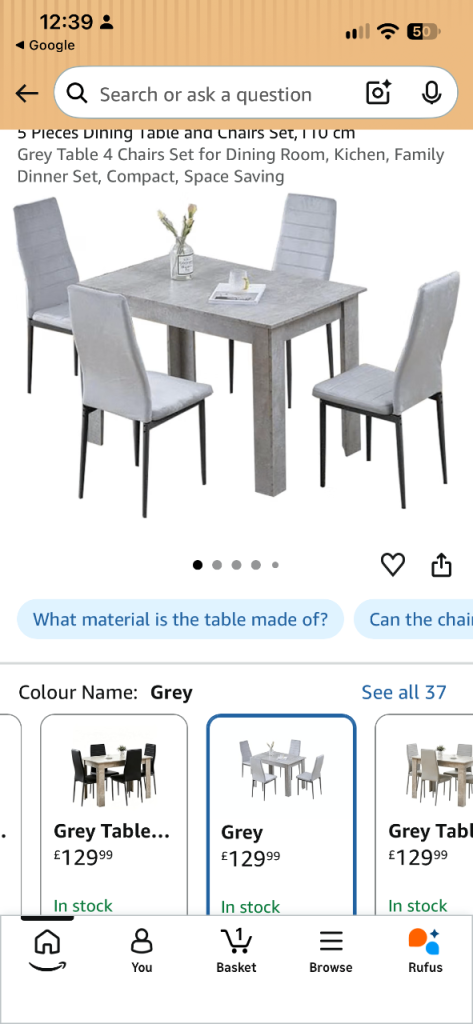 Table and chairs 