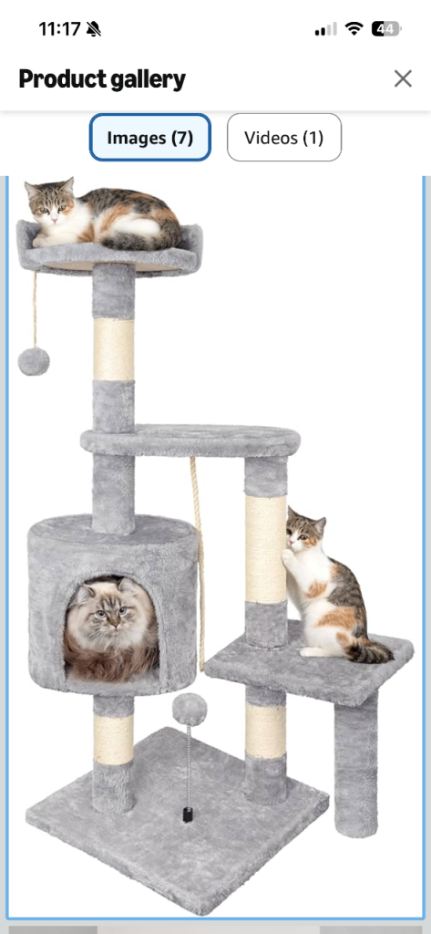 Light grey cat tree with scratching posts brand new 112cm tall