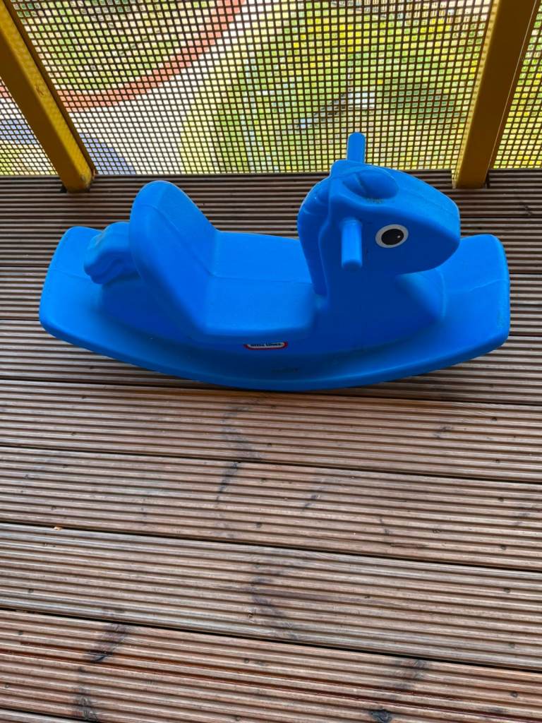 Blue Plastic Rocking Horse Ride-On Toy – Good Condition